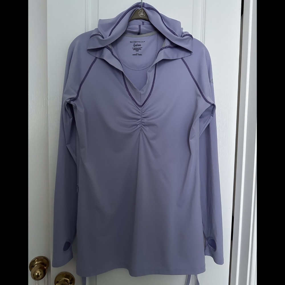 Exofficio Sol Cool Lavender Long Sleeved Hoodie with Thumb holes Side Zip Pocket
